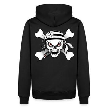 breizh Biker-Design - Männer Premium Bio Hoodie - Schwarz - Hinten - Nico (187cm)