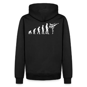 Evolution Taekwondo, Karate in weiss - Männer Premium Bio Hoodie - Schwarz - Hinten - Nico (187cm)