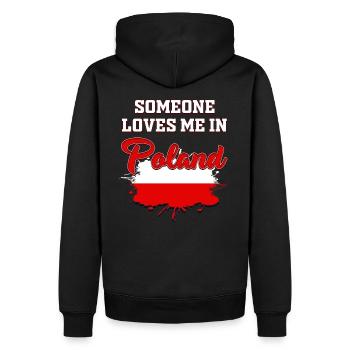 T-shirt Pologne / Idée cadeau / Homme / Femme - Sweat à capuche Premium bio Homme - noir - Dos - Nico (187cm)