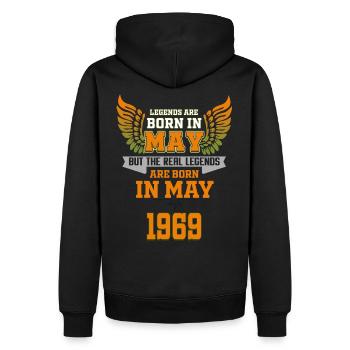 Né en mai T-shirt / Idée cadeau / Homme / Femme - Sweat à capuche Premium bio Homme - noir - Dos - Nico (187cm)