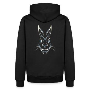Hase Oster Hasen Ostern happy Tier Neon Shirt - Männer Premium Bio Hoodie - Schwarz - Hinten - Nico (187cm)