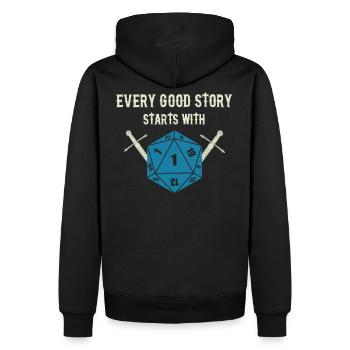 RPG DICE EVERY GOOD STORY Pen and Paper Cadeaux - Sweat à capuche Premium bio Homme - noir - Dos - Nico (187cm)