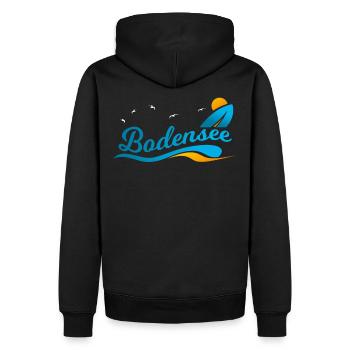 Bodensee Alpen Geschenk Shirt - Männer Premium Bio Hoodie - Schwarz - Hinten - Nico (187cm)