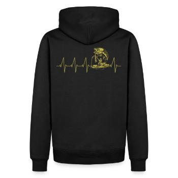 Herzschlag Hecht Blinker Angler im Boot Shirt - Männer Premium Bio Hoodie - Schwarz - Hinten - Nico (187cm)