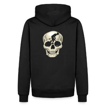 MTB Mountain Biking Bike Mountainbike Skull - Männer Premium Bio Hoodie - Schwarz - Hinten - Nico (187cm)