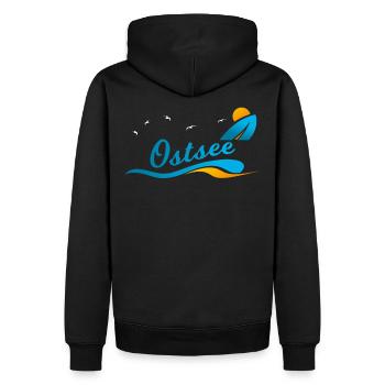 Chemise cadeau vacances mer baltique - Sweat à capuche Premium bio Homme - noir - Dos - Nico (187cm)