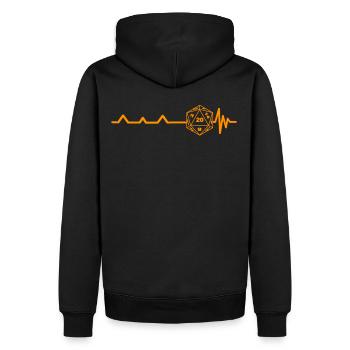 Heartbeat Pen and Paper RPG Dice orange gifts - Men’s Premium Organic Hoodie - black - Back - Nico (187cm)