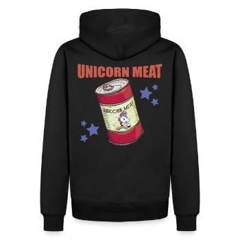 Anti Einhorn Fleisch UNICORN MEAT Lustige Bilder - Männer Premium Bio Hoodie - Schwarz - Hinten - Nico (187cm)