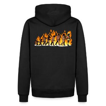 EVOLUTION Feuerwehr Feuerwehrmann Fire Geschenke - Männer Premium Bio Hoodie - Schwarz - Hinten - Nico (187cm)