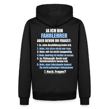 Fahrlehrer Fahrschullehrer Fahrschule Führerschein - Männer Premium Bio Hoodie - Schwarz - Hinten - Nico (187cm)