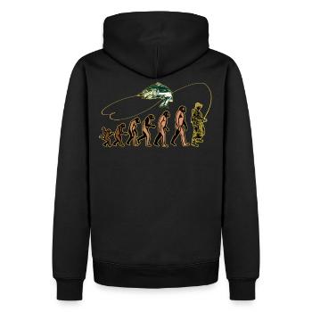 Evolution Angler Shirt angeln Fische Barsch Fische - Männer Premium Bio Hoodie - Schwarz - Hinten - Nico (187cm)