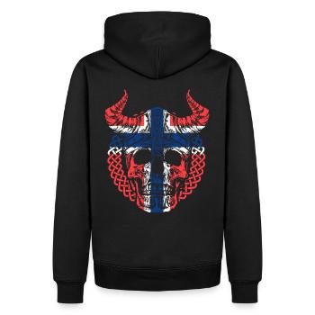 Norwegen Norweger Wikinger Flagge Skull Totenkopf - Männer Premium Bio Hoodie - Schwarz - Hinten - Nico (187cm)