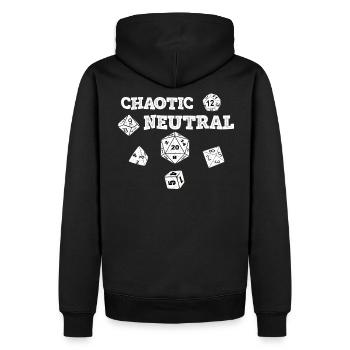 RPG Würfel Dice Dragons CHAOTIC NEUTRAL - Männer Premium Bio Hoodie - Schwarz - Hinten - Nico (187cm)