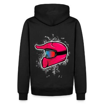Motocross Helm Pink - Männer Premium Bio Hoodie - Schwarz - Hinten - Nico (187cm)