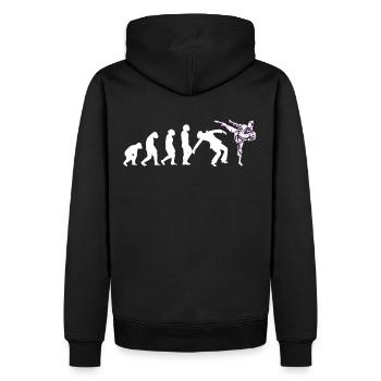 Evolution lustig Taekwondo Karate Aikido Kickboxen - Männer Premium Bio Hoodie - Schwarz - Hinten - Nico (187cm)