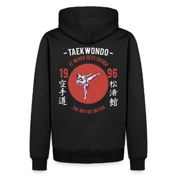 Taekwondo Karate Aikido Kickboxen Kickboxer Shirt - Männer Premium Bio Hoodie - Schwarz - Hinten - Nico (187cm)