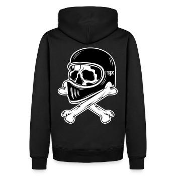 Motorrad retro biker skull - Männer Premium Bio Hoodie - Schwarz - Hinten - Nico (187cm)