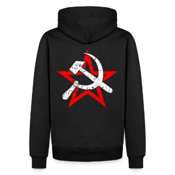 Hammer Sichel Sowjetunion Kommunismus - Männer Premium Bio Hoodie - Schwarz - Hinten - Nico (187cm)