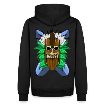 Masque TIKI - Sweat à capuche Premium bio Homme - noir - Dos - Nico (187cm)