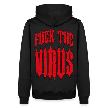 Fuck the Virus - Männer Premium Bio Hoodie - Schwarz - Hinten - Nico (187cm)