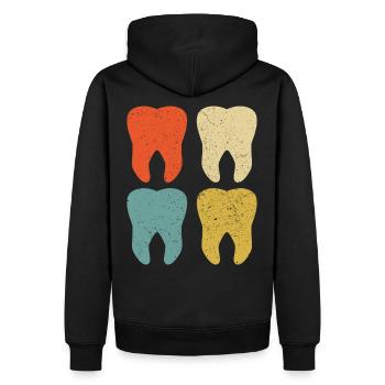 Teeth retro dentist dental assistant colorful new - Men’s Premium Organic Hoodie - black - Back - Nico (187cm)