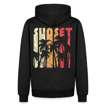 Palmier d'été coucher de soleil vintage rétro - Sweat à capuche Premium bio Homme - noir - Dos - Nico (187cm)