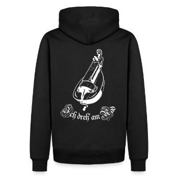 Drehleier - Ich dreh am Rad - Männer Premium Bio Hoodie - Schwarz - Hinten - Nico (187cm)