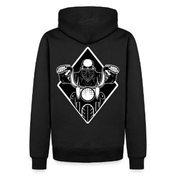 biker outlaw skull - Sweat à capuche Premium bio Homme - noir - Dos - Nico (187cm)