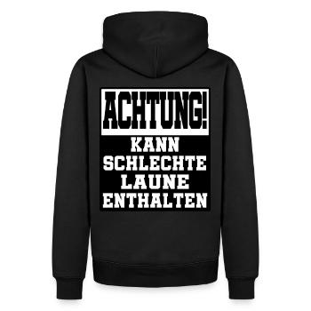 achtung kann schlechte laune enthalten - Männer Premium Bio Hoodie - Schwarz - Hinten - Nico (187cm)