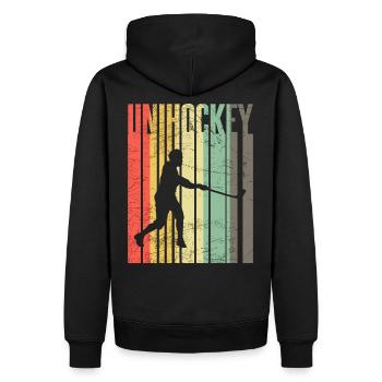 Unihockey - Männer Premium Bio Hoodie - Schwarz - Hinten - Nico (187cm)