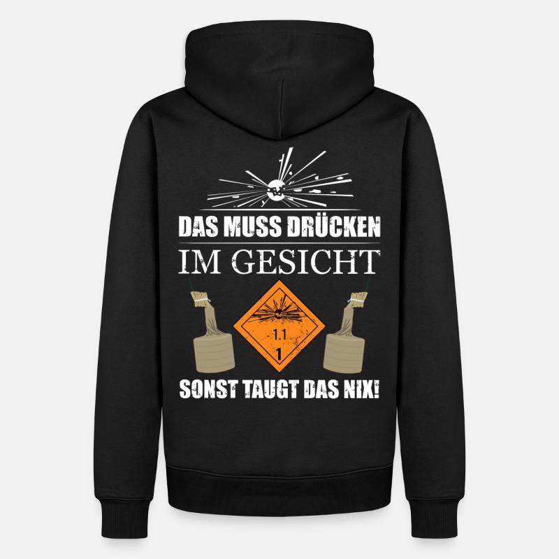Pyro Pyrotechnik Das muss drücken - Männer Premium Bio Hoodie - Schwarz