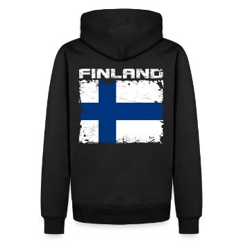 Finnland Flagge - Männer Premium Bio Hoodie - Schwarz - Hinten - Nico (187cm)