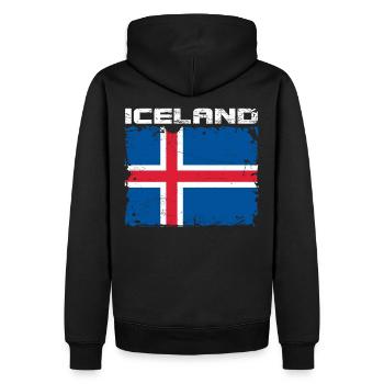 Island Flagge - Männer Premium Bio Hoodie - Schwarz - Hinten - Nico (187cm)