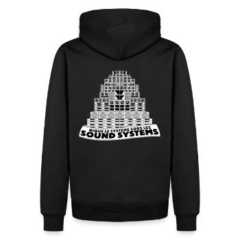 Fick das System: Nimm die Soundsysteme raus! - Männer Premium Bio Hoodie - Schwarz - Hinten - Nico (187cm)