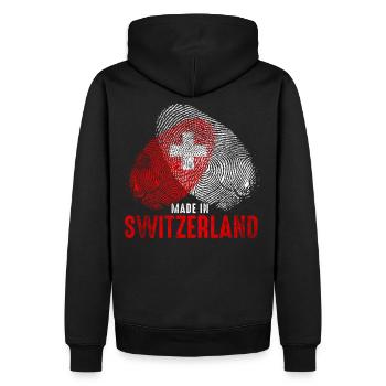 Made in Schweiz - Sweat à capuche Premium bio Homme - noir - Dos - Nico (187cm)