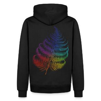 Regenbogenfarn - Be Natural - T-Shirt, Hoodie - Männer Premium Bio Hoodie - Schwarz - Hinten - Nico (187cm)