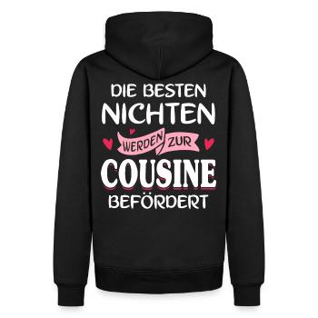 Die besten Nichten werden zur Cousine befördert - Männer Premium Bio Hoodie - Schwarz - Hinten - Nico (187cm)