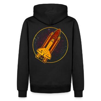 Space Shuttle Rakete Raumschiff - Männer Premium Bio Hoodie - Schwarz - Hinten - Nico (187cm)