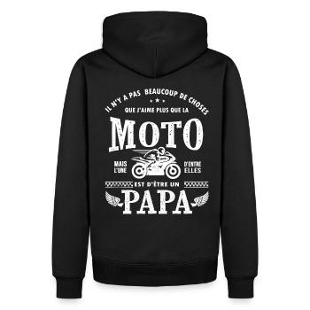 papa aime la moto cadeau humour moto papa motard - Sweat à capuche Premium bio Homme - noir - Dos - Nico (187cm)