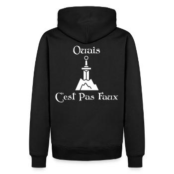 Ouais c'est pas Faux - Sweat à capuche Premium bio Homme - noir - Dos - Nico (187cm)