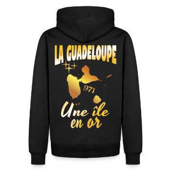 La Guadeloupe une ile en or - Sweat à capuche Premium bio Homme - noir - Dos - Nico (187cm)