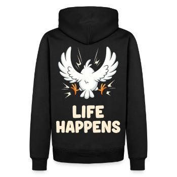 La vie arrive, drôle de dessin animé d'oiseau - Sweat à capuche Premium bio Homme - noir - Dos - Nico (187cm)