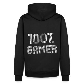 100% Gamer - Geek Videospiel - Pixel - Männer Premium Bio Hoodie - Schwarz - Hinten - Nico (187cm)