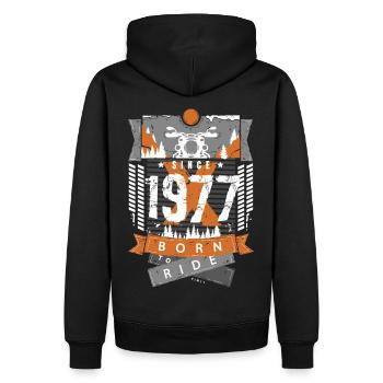1977 - Sweat à capuche Premium bio Homme - noir - Dos - Nico (187cm)