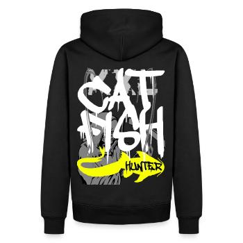 Catfish XXL Waller Hunter Congerbaits Angeln - Männer Premium Bio Hoodie - Schwarz - Hinten - Nico (187cm)
