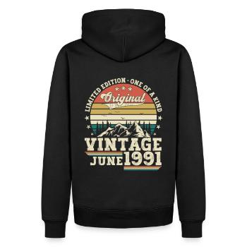 Original Juni Jahrgang 1991 31. Geburtstag Herren - Männer Premium Bio Hoodie - Schwarz - Hinten - Nico (187cm)