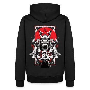 Japon Masque Anime Masque Kitsune Style Oni - Sweat à capuche Premium bio Homme - noir - Dos - Nico (187cm)