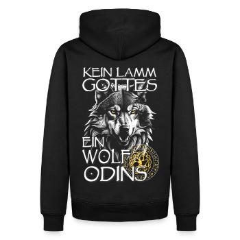 Wolf Wikinger Wölfe Odin Nordische Mythologie - Männer Premium Bio Hoodie - Schwarz - Hinten - Nico (187cm)