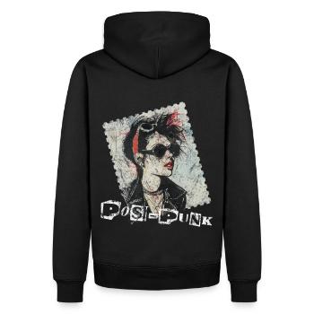Retro Punk Rock Stempel Design - PosPunk - Männer Premium Bio Hoodie - Schwarz - Hinten - Nico (187cm)