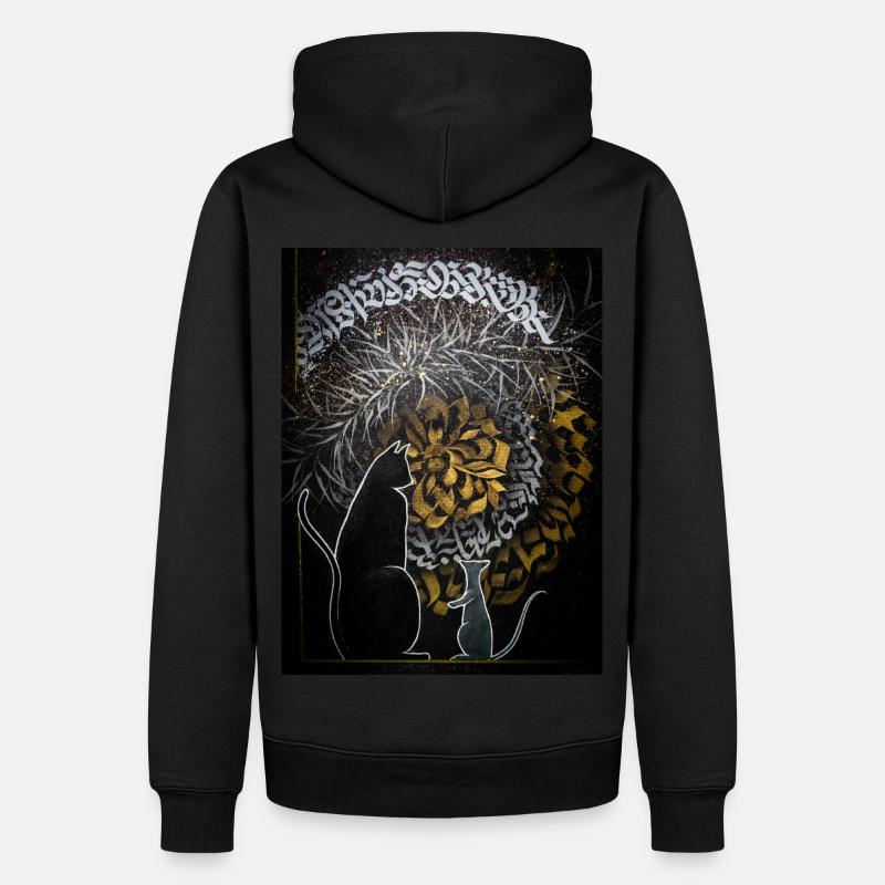 Calligraffiti - Katz & Maus - Männer Premium Bio Hoodie - Schwarz